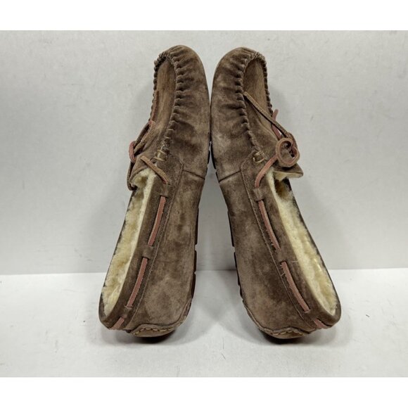 UGG Dakota Brown Suede Slippers Moccasins 5612 Wool Lined Shoes Women's Size 6 - Picture 5 of 8
